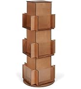 Natheeph Rotating Display Stand Greeting Card Display Wooden Display Rack with Two Card Sticker f...