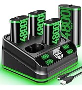 Kytok Fast Charging 4 x 4800mWh Rechargeable Battery Pack for Xbox One/Xbox Series X|S, Rechargea...