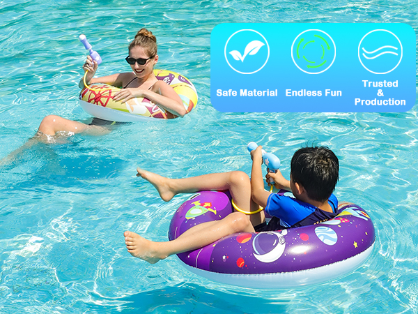 2 Pack Pool Floats with 2 Water Gun Kids and 1 Beach Ball