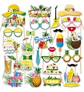 INTATIKOO 29 Pcs Luau Party Photo Booth Props, Hawaiian Themed Party Decorations Supplies, Tropic...
