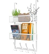 Kaiferty Over The Door Hooks Organizer,Coat Rack with 12 Hooks and 2 Mesh Baskets,Back of Door St...