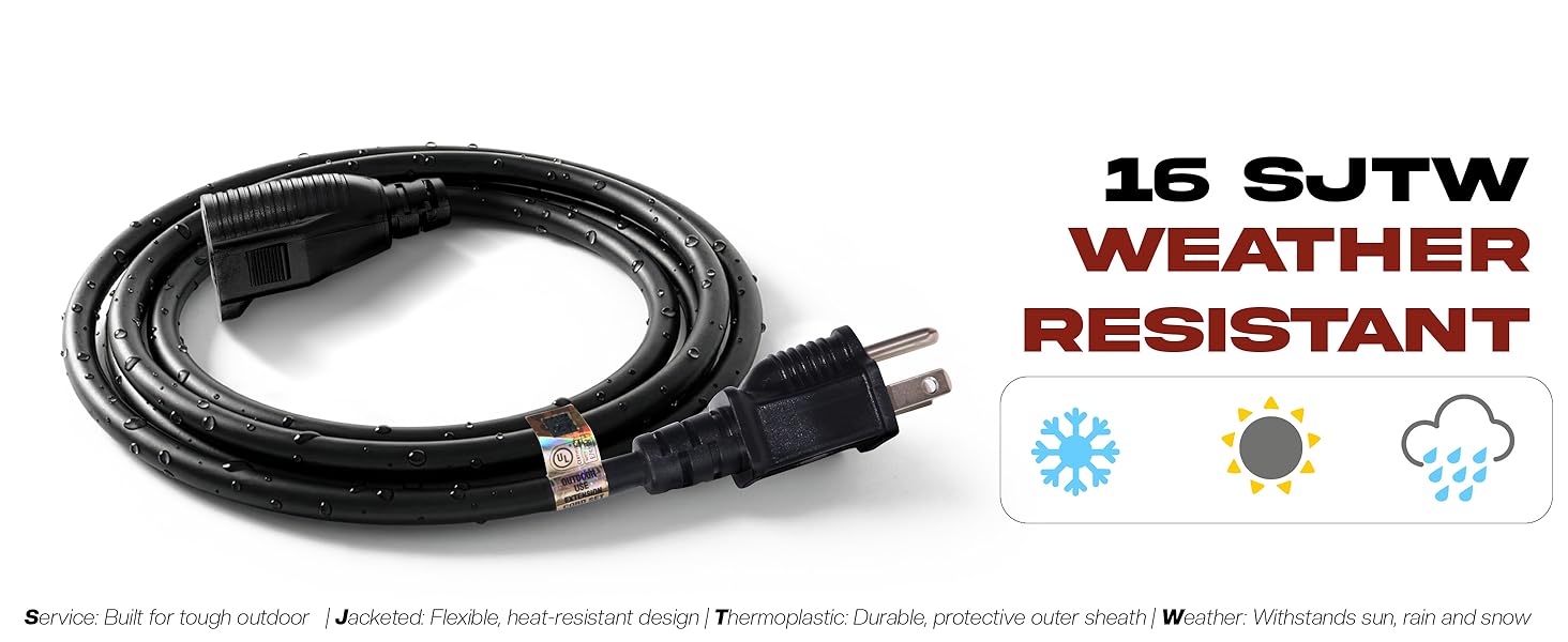 3ft 6ft 10ft extension cords heavy duty black 3 prong