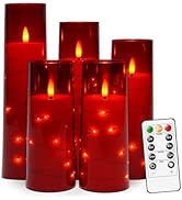 Nimiko Flickering Flameless LED Candles,Battery Operated Candles 5 Pcs with Embedded Star String,...