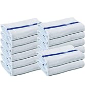 Towels N More 24x48 Soft Poolside Towels - 12 Large Super Absorbent Pool Towel White and Blue cen...