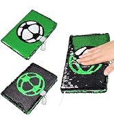 Angoily Diary with Lock, 2026 A5 Soccer Journal with Lock and Key, Girls Boys Reversible Sequin N...