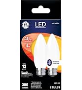 GE LED Light Bulbs, 40 Watt, Soft White, Frosted Decorative Bulbs, Medium Base (2 Pack)