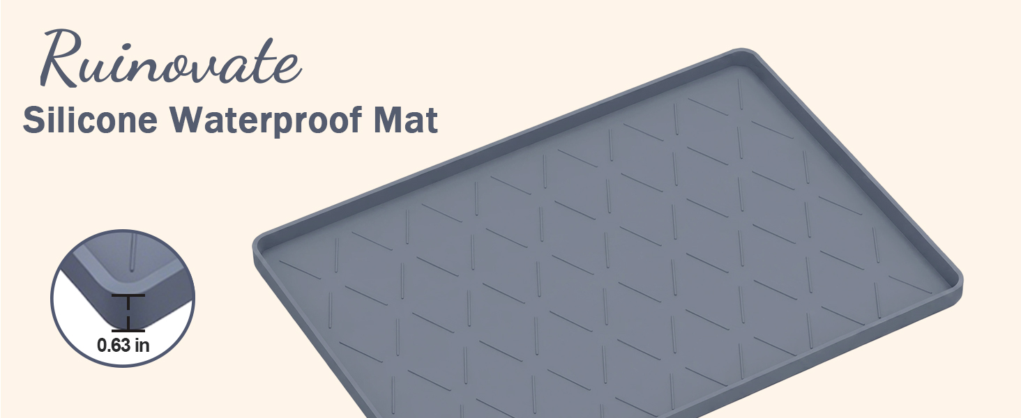 Silicone mat waterproof, under sink organizer bathroom, kitchen mats for floor, dog food mat