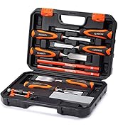 REXBETI 10pcs Premium Wood Chisel Set, 6pcs Wood Chisel with 1 Honing Guide, 1 Sharpening Stone a...