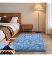 Mhyup 3x5 Blue Rugs for Bedroom Living Room, Fluffy Small Area Rug Soft Shag Carpet for Kids Boys...
