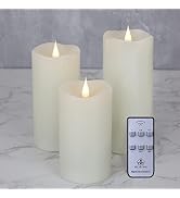 TECHLONG Flickering Flameless Candles with 3D Moving Flame Set of 3(H 5" 6" 7" x D 3"), Last 1000...
