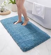 Disolla Blue Bathroom Rug 24x48 Non Slip Fluffy Bath Mat for Bathroom Floor Washable Plush Luxury...