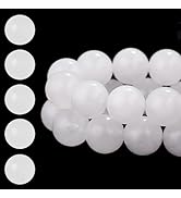 HAAMIIQII 6mm Natural White Jade Beads Round Gemstone Loose Beads for Jewelry Making 2 Strands (1...