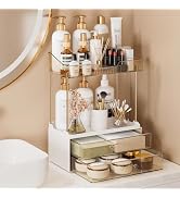 XIANKE 4-Tier 2-Drawer Bathroom Organizer Counter Organization, Multi-Purpose Makeup Skincare Org...