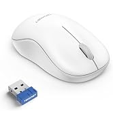 TECKNET Portable Ambidextrous 2.4 GHz Wireless Mouse for Laptop- White | Silent Computer Mouse, C...