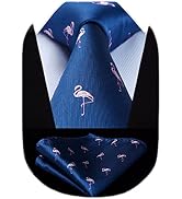 HISDERN Ties for Men Classic Animal Tie and Pocket Square Set Jacquard Woven Silk Neckties Handke...