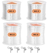 Krijuess 4 Rolls Clear Elastic String for Bracelets with 5 Pcs Bead Clamps, 100M Bracelet String ...