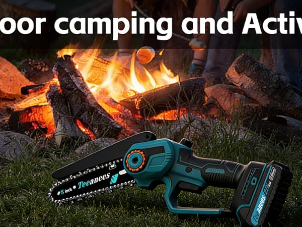 Outdoor camping, tree cutting