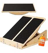 2-in-1 Wooden Balance Board with Adjustable Incline (15°–35°) – Slant Board & Calf Stretcher for ...