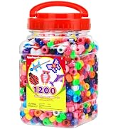 Eppingwin 1200pcs Pony Beads for Bracelets, Classic Colors Kandi Beads for Hair Braids, Easy Stor...