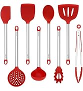 Vayvnt Silicone Utensils Set for Cooking, 8 Pieces for Non Stick Pan, Red | Dishwasher Safe Kitch...