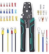 Tnisesm Wire Crimping Tool 26-10 AWG, Crimping Pliers with Stripper Cutter for Open Barrel Termin...