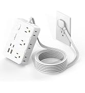 Power Strip Surge Protector, 5 Ft Cord Ultra Thin Flat Extension Cord-6 AC Outlets 4 USB Ports (2...