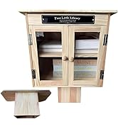 Mluyeri Little Library Box Outdoor Set with Stand and Nameplate, Natural Wood Finish
