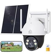 AKINGUAR 4G LTE Cellular Security Camera Wireless Outdoor, No WiFi Solar Powered Camera, 360° Liv...