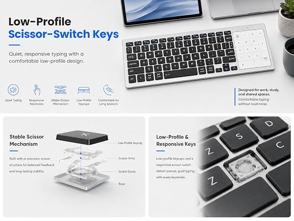 wireless keyboard with touchpad and numeric keypad