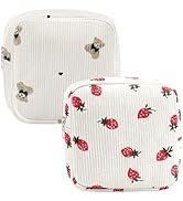 Lestp 2Pcs Small Makeup Pouch Period Bag Mini Makeup Bag for Women Teens Cute Sanitary Napkin Sto...
