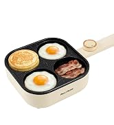 REXYHOME Electric Egg Pan Nonstick: No Stove Needed 900W Granite 4-Cup Omelette Pan with 2 Power ...