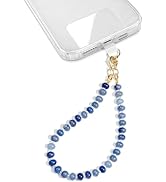 Lostars Natural Stone Beaded Phone Wrist Strap, Handmade phone charm with Tether Tab, Detachable ...