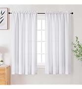 WelvetBLK White Curtains for Bedroom Living Room 63 Inch Length 2 Panels Set, Soft Airy Solid Fau...