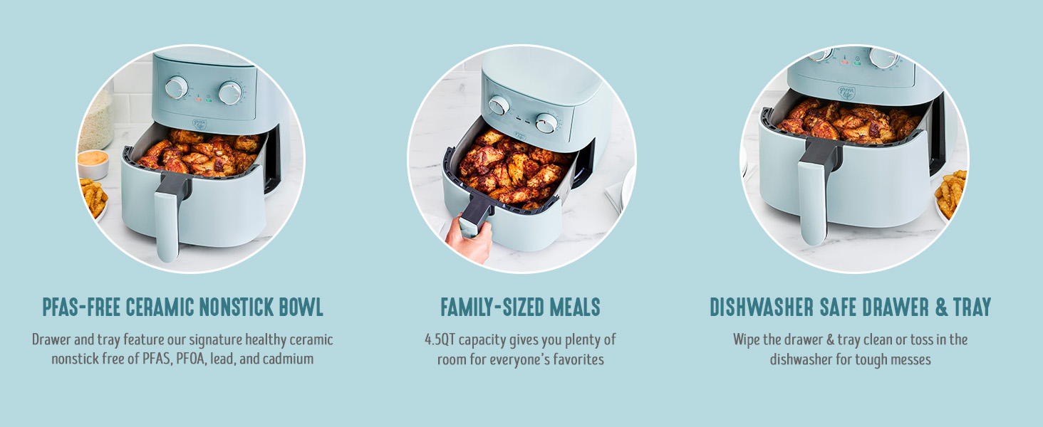 GreenLife, Ceramic Nonstick, PFAS-Free, Non-Toxic, Electrics, Air Fryer
