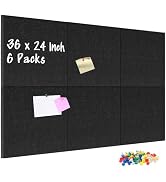 DOLLAR BOSS Felt Cork Board Tiles, 6 Pcs 12" x 12" Bulletin Board, Black | 1/2" Thick, Self Adhes...