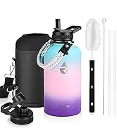 RAYMYLO Insulated Water Bottle 64 oz, Triple Wall Vacuum Stainless Steel (Cold for 48 Hrs), Leak ...