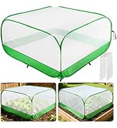 Pop Up Garden Netting for Square Raised Beds - 4'L x 4'W x 2'H Ultra Fine Mesh Net Plant Cover wi...