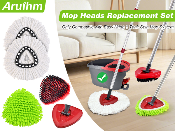 Spin Mop Replace Heads Compatible with O-Cedar EasyWring 1 Tank Spin Mop System