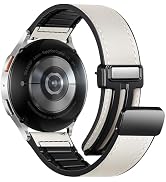 Charlam Magnetic Leather Bands Compatible with Samsung Galaxy Watch 7 Band 6 5 4 FE Active 2 40mm...