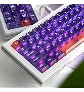 Hunfuthr Purple Clear Keycaps, Frog Translucent Backlit Shine Through Keyboard Keycap, 150 Keys C...