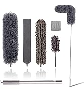 Microfiber Duster Kit for High Ceiling (6pcs), Extendable Dusters for Cleaning with 100" Extensio...