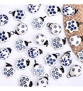 Indian Shelf 25 Blue Christmas Balls- Blue White Christmas Ornaments- Christmas Ornaments Blue an...