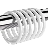 Amazer White Shower Curtain Rings, 24 Pcs Plastic Shower Curtain Hooks, Shower Curtain Hooks Ring...