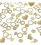 Gold Wedding Confetti, 100 Pcs I DO Engagement Confetti, Bridal Shower Decorations Bride to Be Co...
