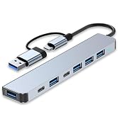 USB C Hub, USB Splitter,USB Extender,7 in 1 Multiport USB Adapter with 5X USB Ports & 2X USB-C Po...
