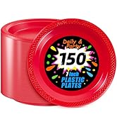 WELLIFE 7 Inch Red Dessert Plates 150 Count, Red Plastic Disposable Party Plates for Dessert Cake...