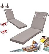 VEGNIC Outdoor Chaise Lounge Cushion, Waterproof Lounge Chair Cushions, 3 in High-Density Sponge ...