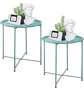 Garden 4 you End Table Set of 2, Outdoor Side Table, Small Patio Table Metal Side Table, Round Fo...