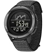 Gosasa Men's Digital Sports Watch with Velcro Buckle, Military Style Nylon Strap, Waterproof 5ATM...