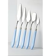 Palette Knife Set,5 PCS Stainless Steel Painting Spatulas with Blue Handle for Acrylic Painting, ...